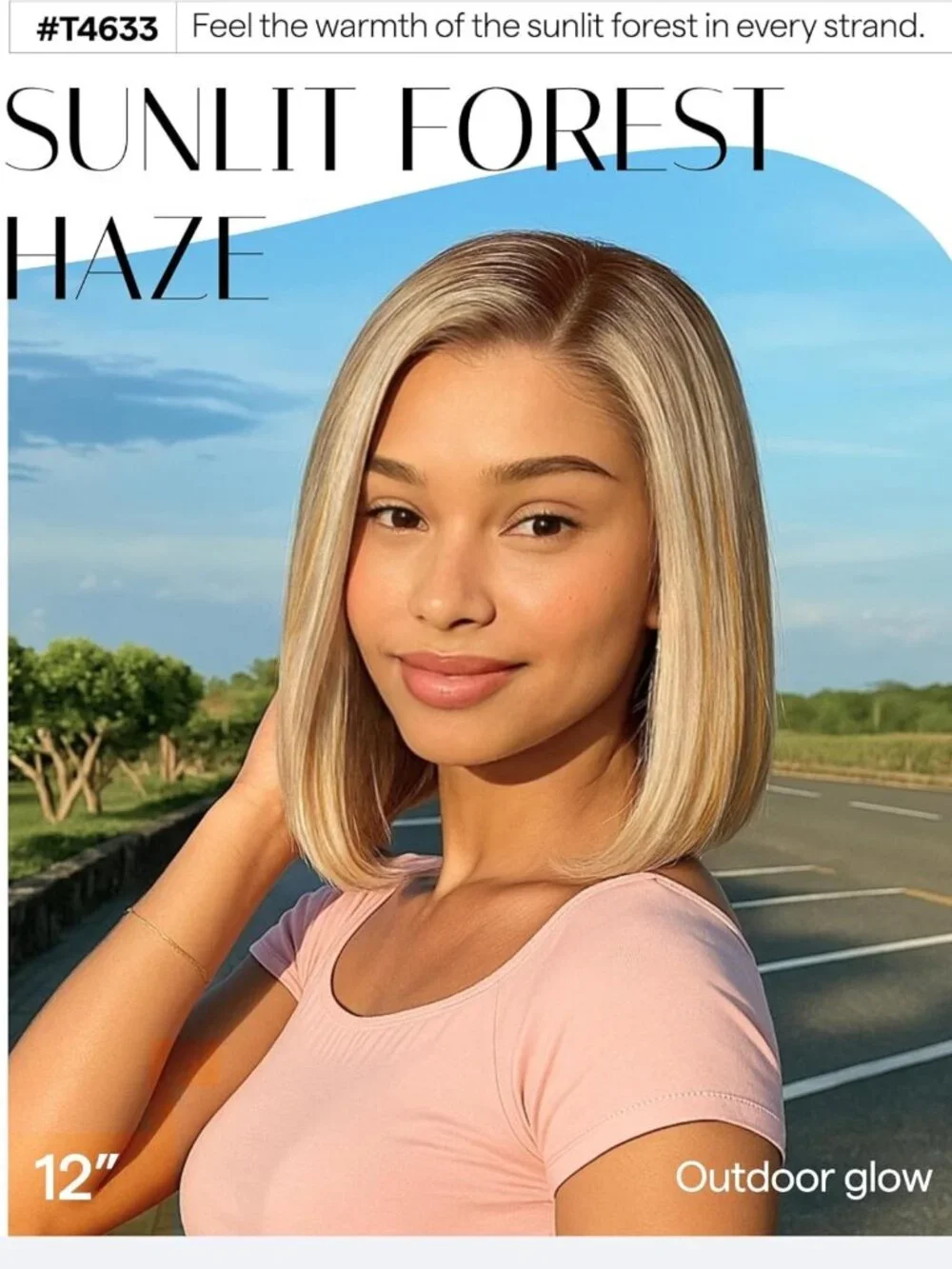Stunning Ombre Blonde Bob Wig with Brown Roots - Pre-Cut, Glueless, 12 Inch